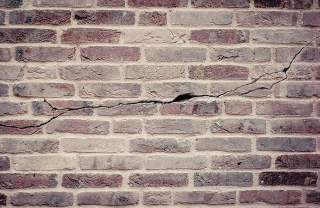 wall, bricks, crack